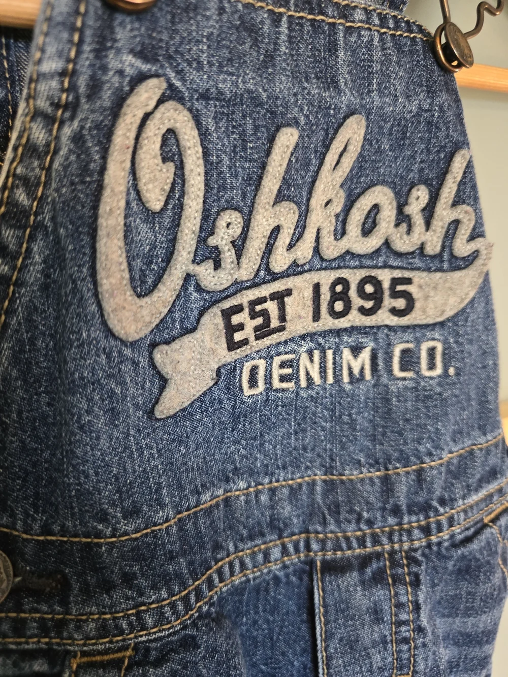 OshKosh B'gosh Blue Denim Kids Overalls with Embroidered Bib